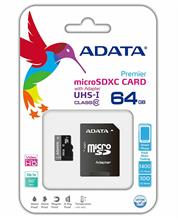 کارت حافظه میکرو اس دی ای دیتا Premier microSDXC UHS-I Class 10 با ظرفیت 64 گیگابایت همراه با آداپتور